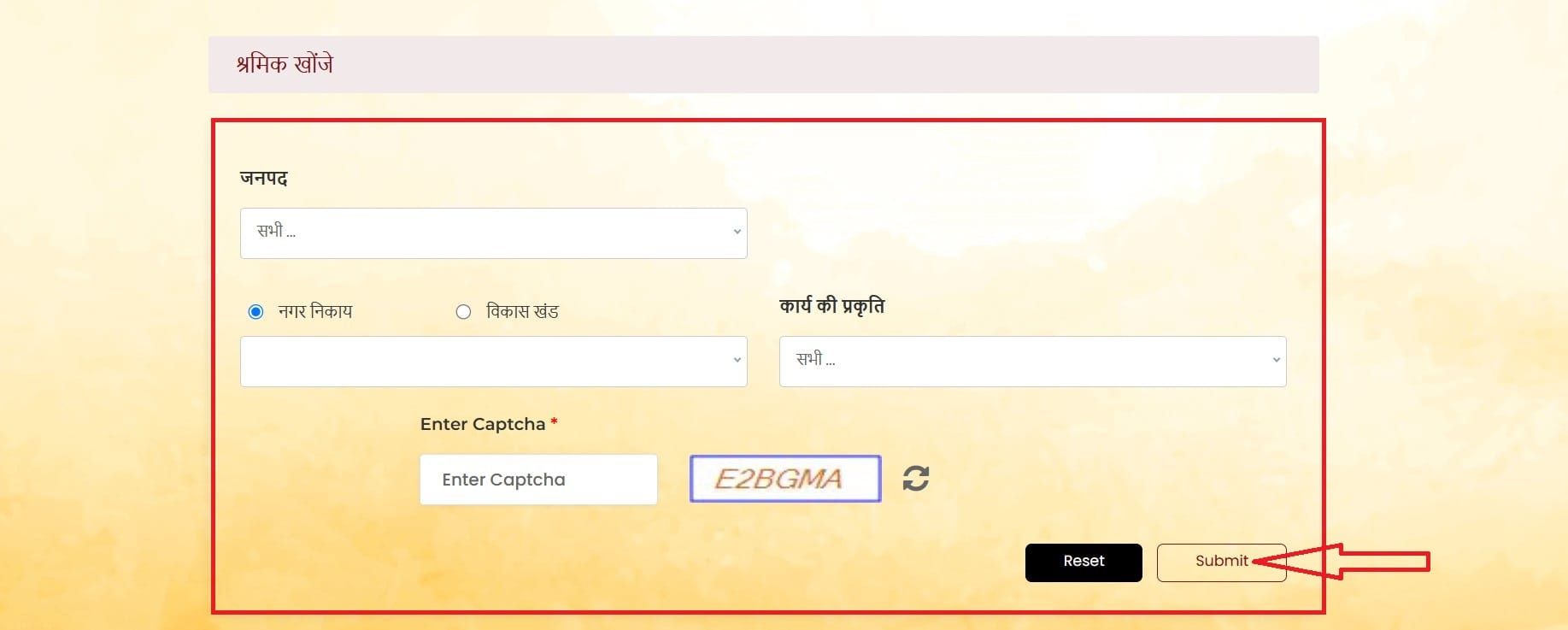 FILL DETAILS AND CLICK SUBMIT BUTTON TO SEE LABOUR LIST